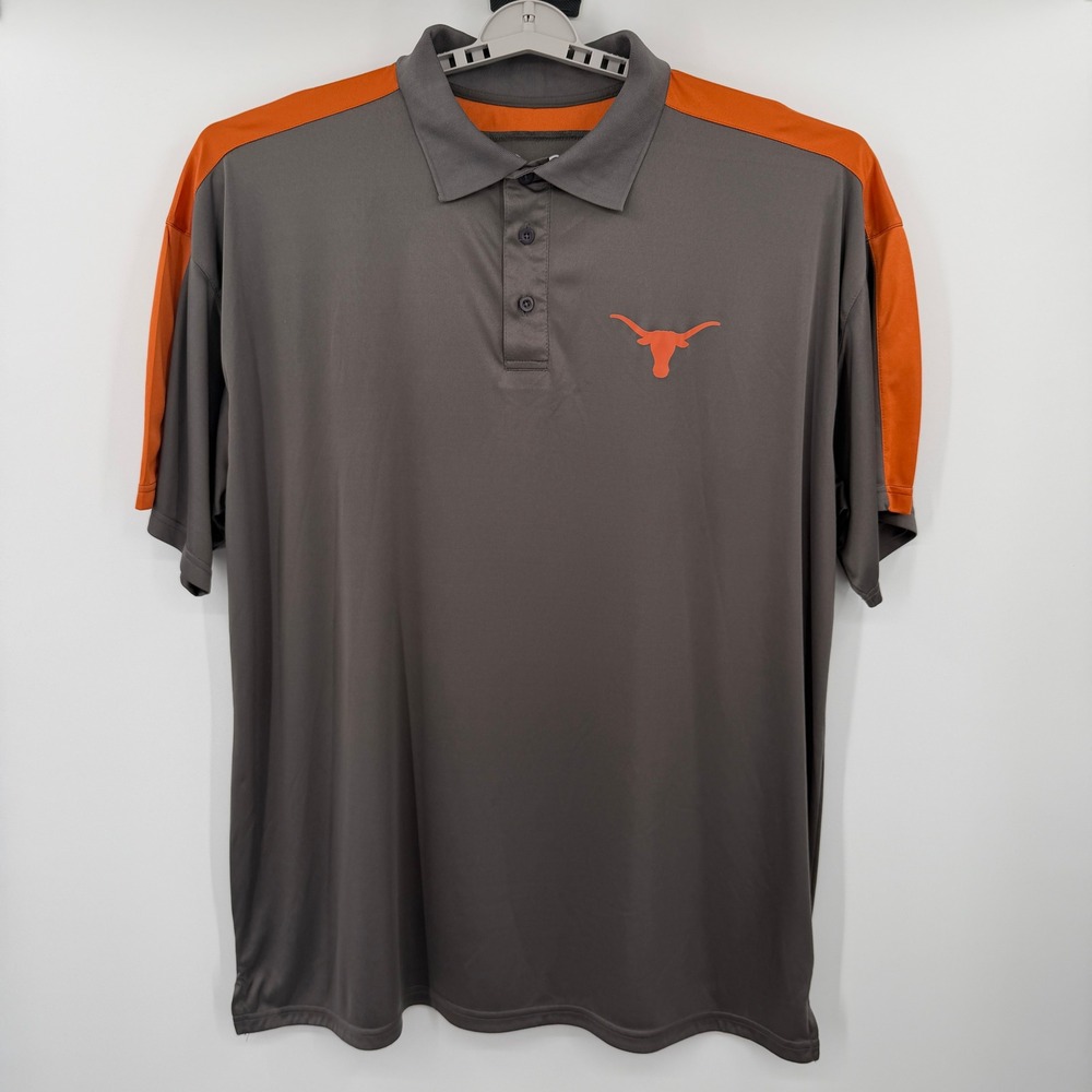 We Are Texas Mens 3XL Polo Shirt Gray Orange UT Longhorns NCAA Performance Tee